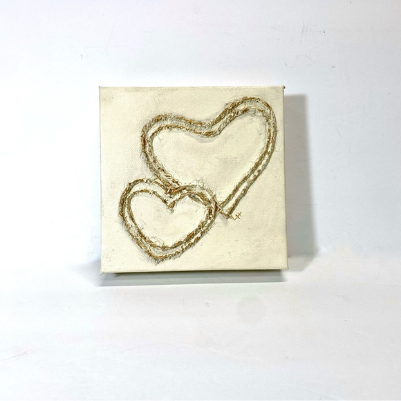 ORIGINAL HANDMADE Multimedia Heart Art on 6”x6”x1.5” Gallery Wrapped Canvas - Picture 5 of 9